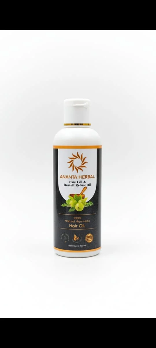Ananta Herbal Hair Fall & Dandruff Reduce Oil 100 ml Ayurvedic Herbal Hair Growth Oil with Amla Bhringraj Natural Scalp Nourish Reduce Hair Fall & Dandruff Daily Use image 3