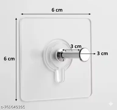 “Pack of 20 Strong Adhesive Wall Hooks for Home, Kitchen, Bathroom – Transparent Plastic Self-Adhesive Hangers for Keys, Towels, Utensils, Multi-Purpose Wall Mount Hooks” thumbnail 1