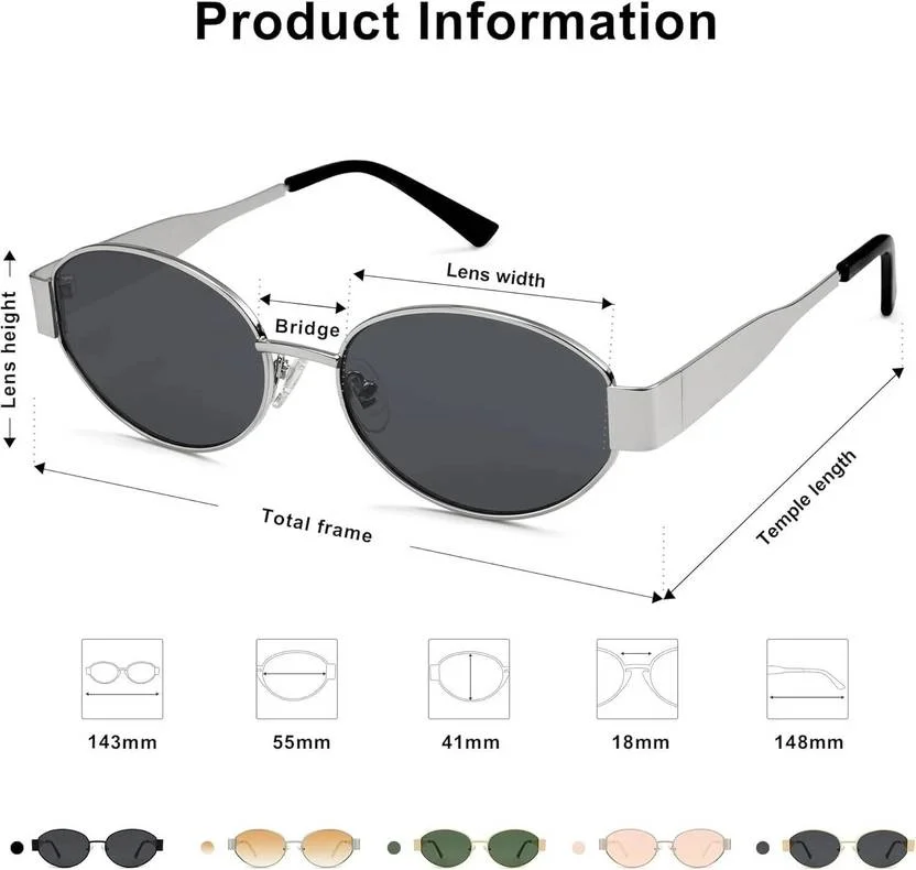 Premium Black Oval UV Protection Sunglasses 54 Size for Men & Women Gradient Lens UV400 Polarised Stylish Eyewear Casual & Outdoor Eye Protection Shades image 6