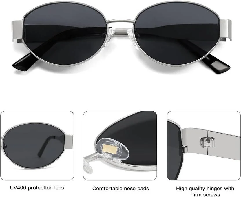 Premium Black Oval UV Protection Sunglasses 54 Size for Men & Women Gradient Lens UV400 Polarised Stylish Eyewear Casual & Outdoor Eye Protection Shades image 7