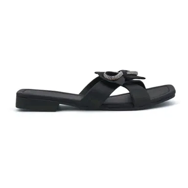 Handmade Black Women’s Ethnic Flat Sandals Chappal | Comfortable Daily Wear Slip-On Flats for Women Casual |Party Footwear India thumbnail 3