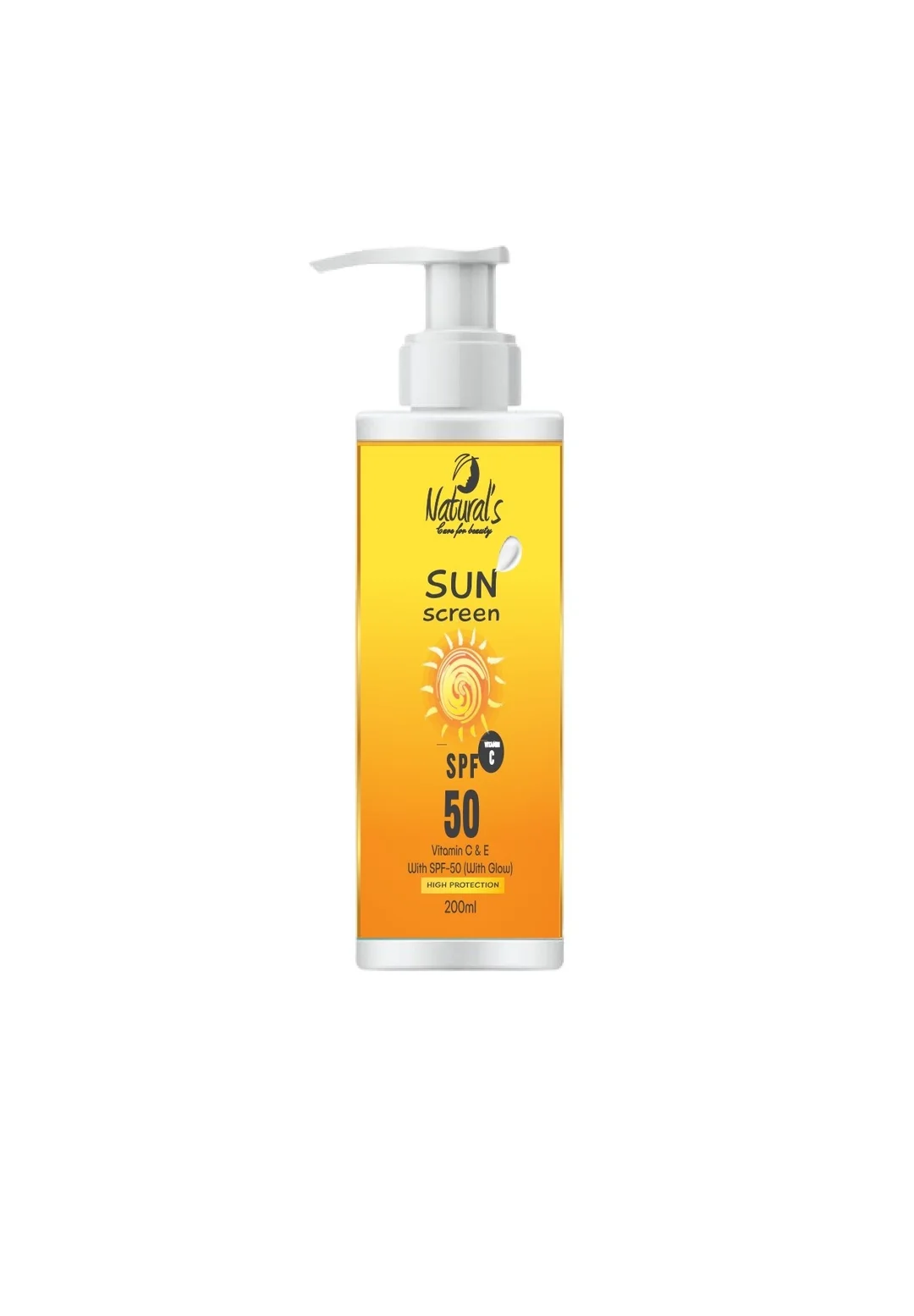 Natural's Care For Beauty Sunscreen Vitamin C & E With SPF-50 (With Glow) 200ml Pack Of 1 image 1