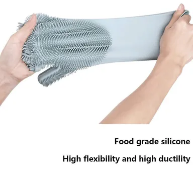 Right Traders Gloves Magic Silicone Dish Washing Gloves, Silicon Cleaning Gloves, Silicon Hand Gloves for Kitchen Dishwashing and Pet Grooming, Great for Washing Dish, Car, Bathroom (Multicolour, 1 Pair) thumbnail 2