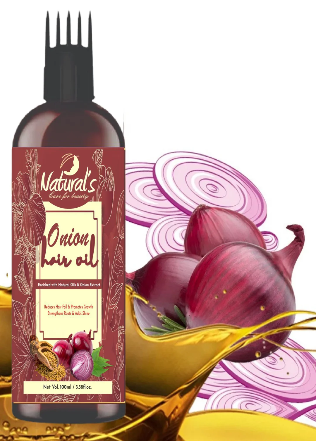 Natural’s Care For Beauty Onion Hair Oil 100ml for Hair Growth, Hair Follicle Nourishment, Breakage Control, Frizz Reduction and Strong Roots image 3