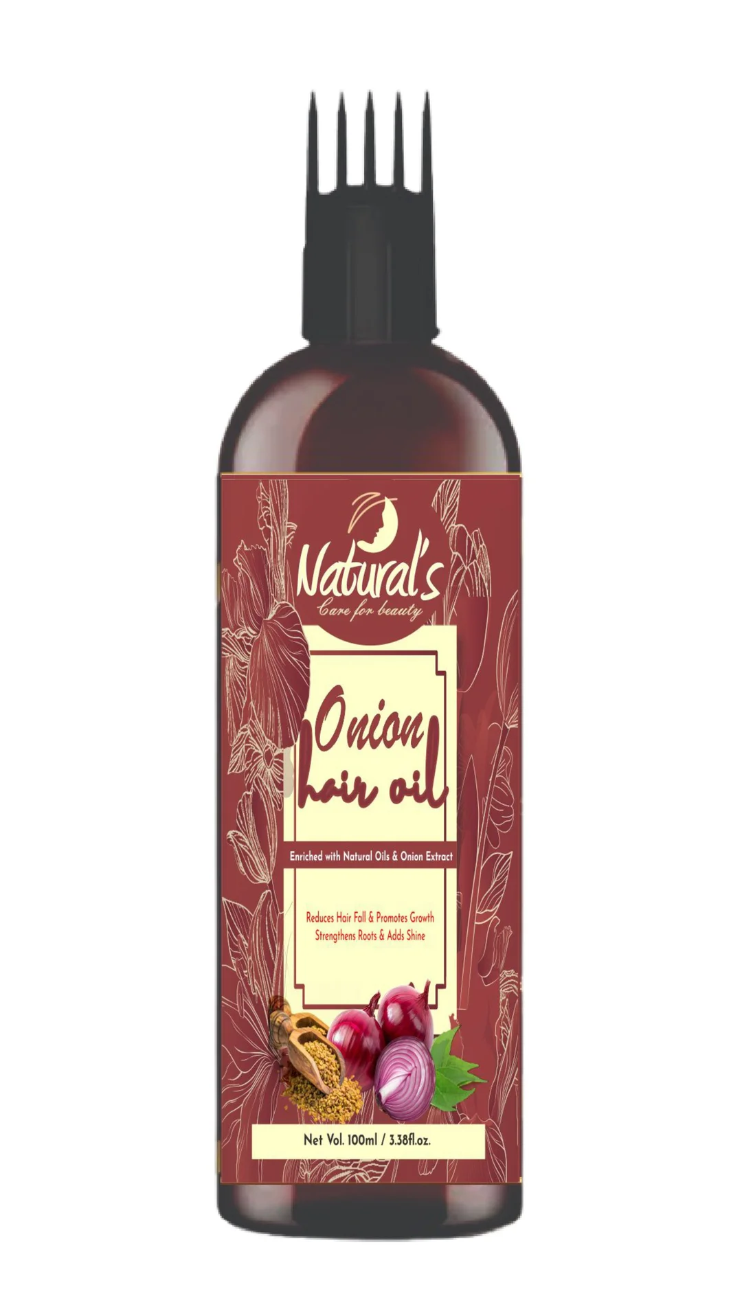 Natural’s Care For Beauty Onion Hair Oil 100ml for Hair Growth, Hair Follicle Nourishment, Breakage Control, Frizz Reduction and Strong Roots image 1