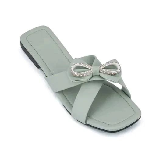 Handmade Pista Green Women Ethnic Flat Sandals Chappal Slip-On Comfortable Daily Wear Casual Party Footwear Traditional Stylish Flats India image 2