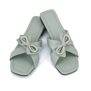 Handmade Pista Green Women Ethnic Flat Sandals Chappal Slip-On Comfortable Daily Wear Casual Party Footwear Traditional Stylish Flats India thumbnail 2