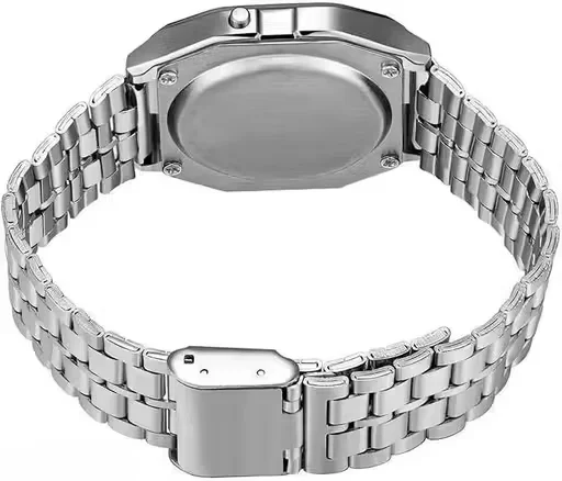 Unisex Digital Square Dial Stainless Steel Chain Wrist Watch for Men & Women Premium Silver Timepiece with Durable LED Display Classic Everyday Wear image 2