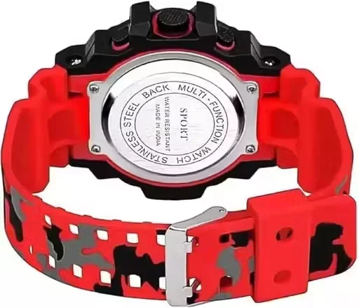 Digital Sports Watch 58mm Large Dial LED Display with Night Light Red Black Camouflage Strap Rugged Outdoor Watch for Men Boys image 3