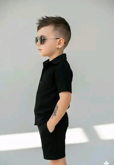 Stylish Kids Black Summer Shirt and Shorts Set for Boys | Cool Casual Outfit for Toddlers and Young Boys, Party, Daily Wear, Birthday, Photoshoot, School Uniform thumbnail 1