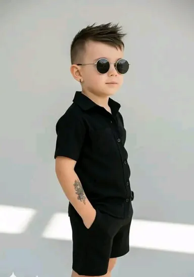 Stylish Kids Black Summer Shirt and Shorts Set for Boys | Cool Casual Outfit for Toddlers and Young Boys, Party, Daily Wear, Birthday, Photoshoot, School Uniform thumbnail 0