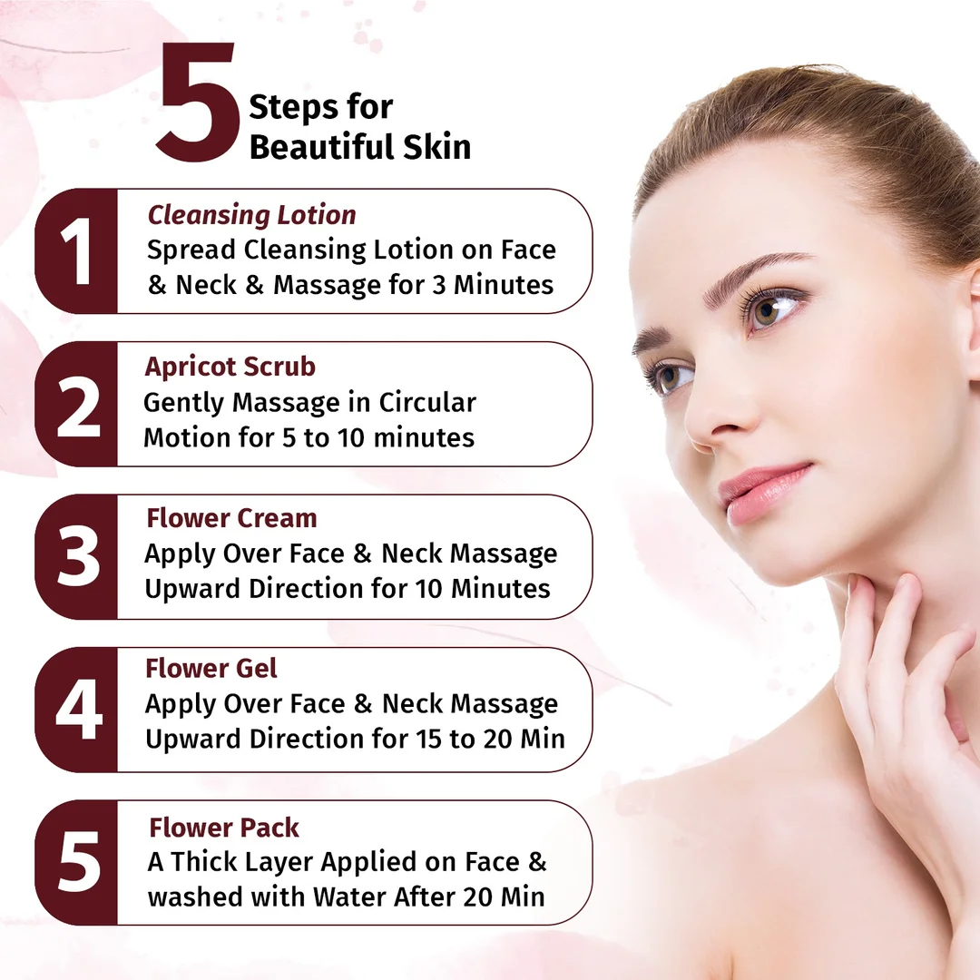 Natural's Care For Beauty Flower Facial Kit for Women, facial kit for soft and glowing skin, All Skin Types, flower facial kit for natural fresh skin - 320g image 5