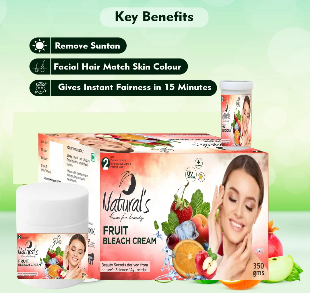 Natural's care for beauty Fruit Bleach Instant glow bleach Cream With Fruit Extract & Aloevera 350 g image 2