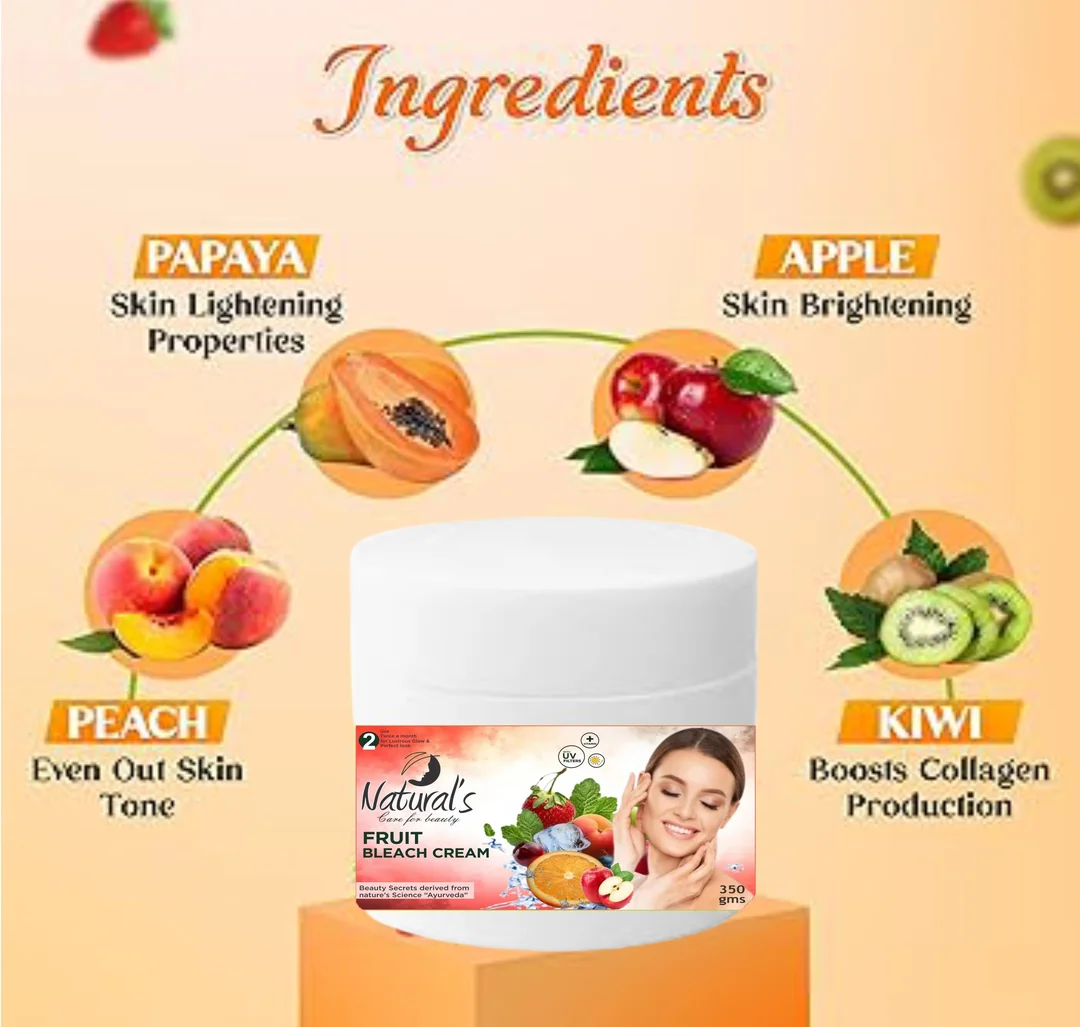 Natural's care for beauty Fruit Bleach Instant glow bleach Cream With Fruit Extract & Aloevera 350 g image 3
