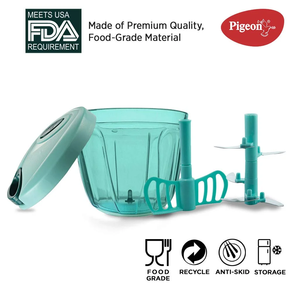 Pigeon Handy Chopper XL | 5 Stainless Steel Blades & Plastic Whisker for Quick Chopping of Vegetables & Fruits | Green image 2