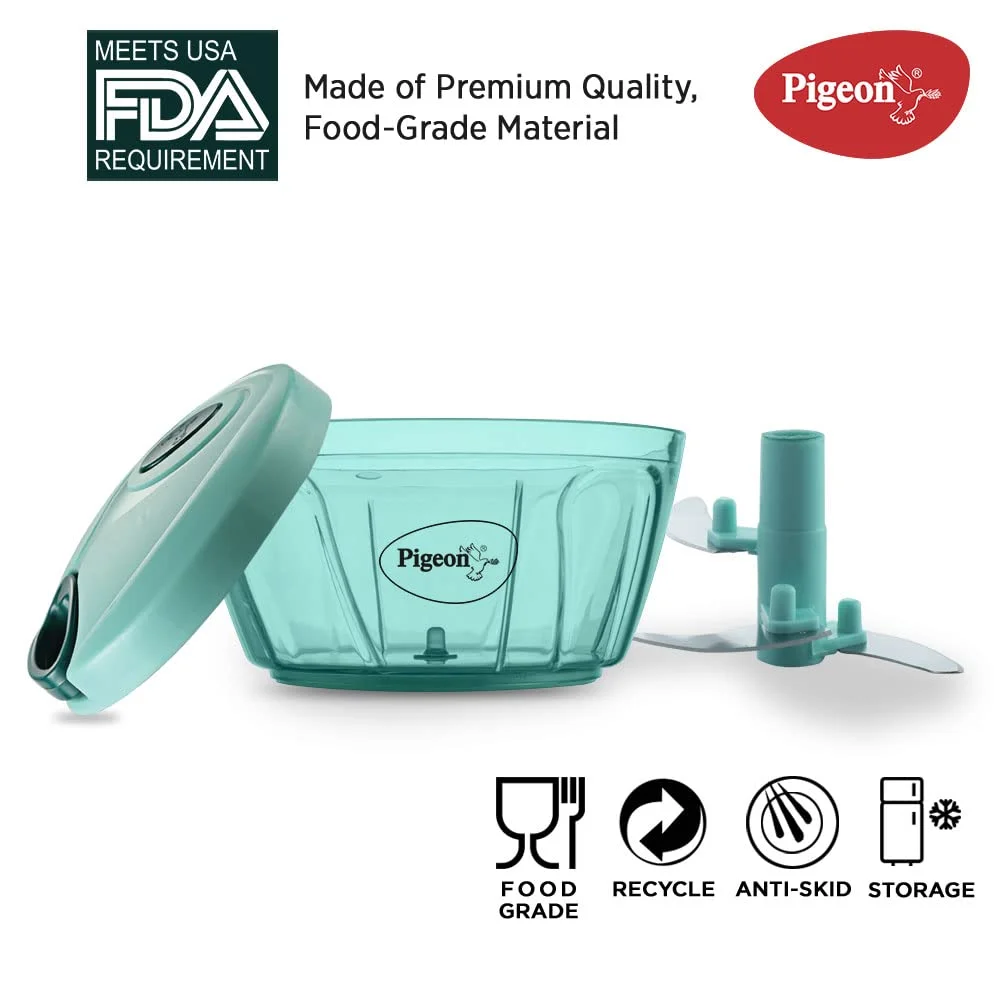 Pigeon Handy Chopper XL | 5 Stainless Steel Blades & Plastic Whisker for Quick Chopping of Vegetables & Fruits | Green image 8