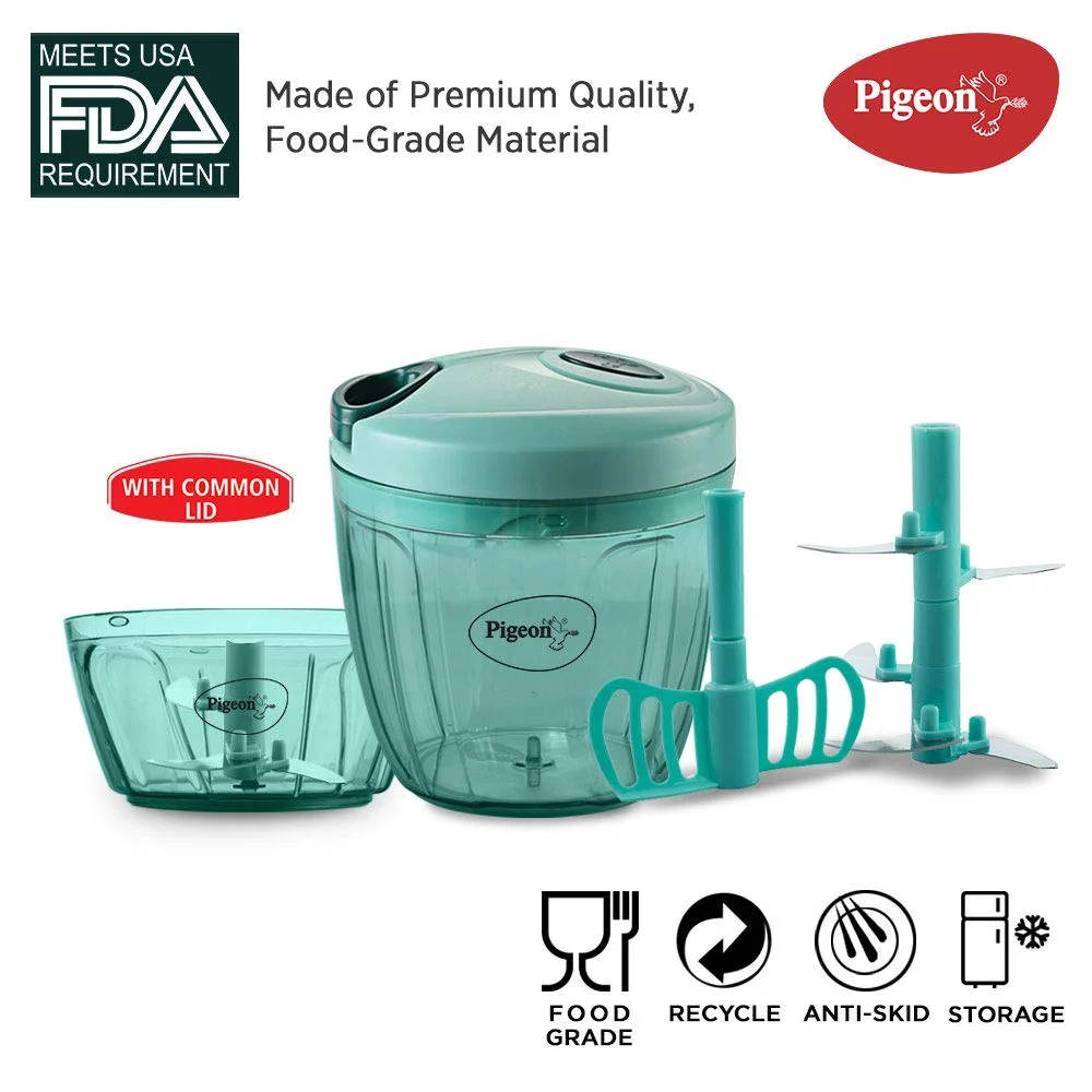 Pigeon Handy Chopper XL | 5 Stainless Steel Blades & Plastic Whisker for Quick Chopping of Vegetables & Fruits | Green image 19