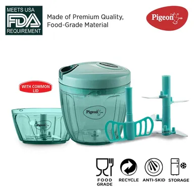 Pigeon Handy Chopper XL | 5 Stainless Steel Blades & Plastic Whisker for Quick Chopping of Vegetables & Fruits | Green thumbnail 18