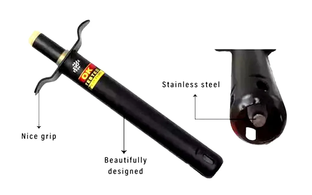 Heavy Duty Metal Body Gas Lighter for Kitchen | Refill-Free Igniter with Stainless Steel Tip | Long Life & Easy Grip | Spark Lighter for Gas Stove | Black image 3