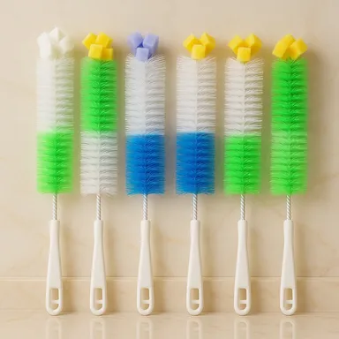 Long Handle Bottle Cleaning Brush  Multicolor | 40 cm | For Water Bottles, Baby Bottles, Gym Bottles, Water Cans & Jars | Pack of 2  thumbnail 1
