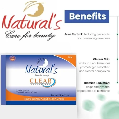 Natural's Care For Beauty Clear Facial Kit for Women for Glowing Skin, Helps Clearup Pimples 50gm image 4