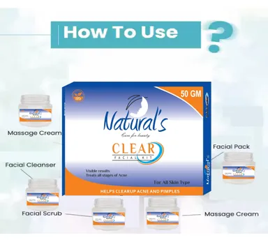 Natural's Care For Beauty Clear Facial Kit for Women for Glowing Skin, Helps Clearup Pimples 50gm thumbnail 5
