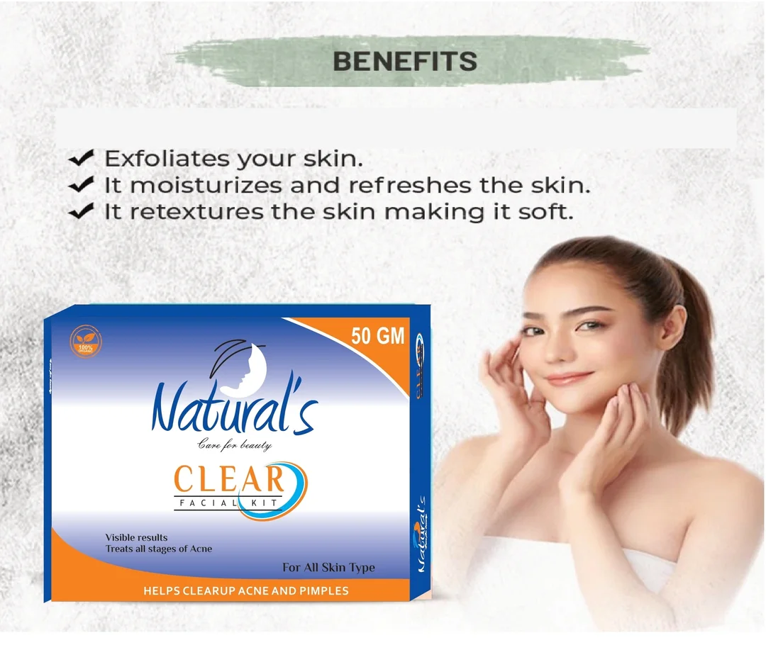 Natural's Care For Beauty Clear Facial Kit for Women for Glowing Skin, Helps Clearup Pimples 50gm image 7