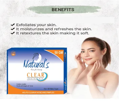 Natural's Care For Beauty Clear Facial Kit for Women for Glowing Skin, Helps Clearup Pimples 50gm thumbnail 6