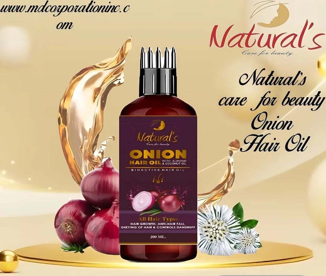 Natural’s Care For Beauty Onion Hair Oil 200ML – Anti Hair Fall Growth & Strengthening Oil with Onion Extract, Vitamin E, Coconut Oil for Men & Women image 1