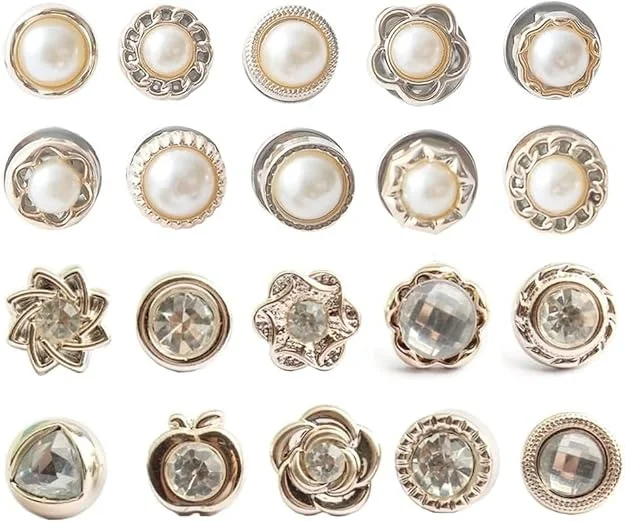 Pearl Decorative Button Pins for Women – No Sew Shirt Dress Coat Brooch Set - 20 pcs image 1