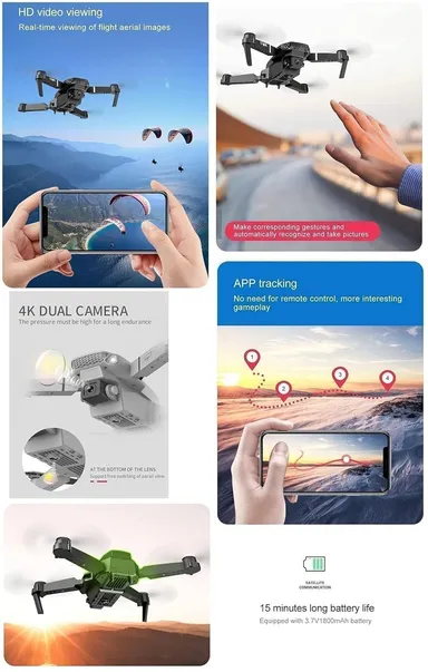 Foldable Camera Drone with HD Camera| Remote Control & Carry Case | Portable, Easy-to-Use Drone for Aerial Photography and Videography thumbnail 6