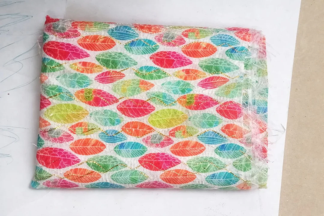 Multicolour Leaf Design Unstitched Blouse Piece 1 Meter | Soft Designer Blouse Fabric for Saree Stitching | Premium Leaf Print Blouse Material for Women image 2