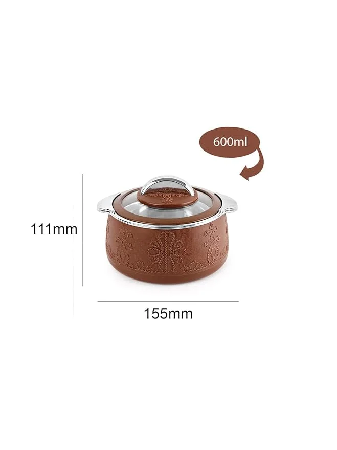 CELLO Royale Casserole 3 PC, 600ml, 1100ml, 1600ml Brown Pack of 3 Thermoware Casserole Set (1600 ml) image 5