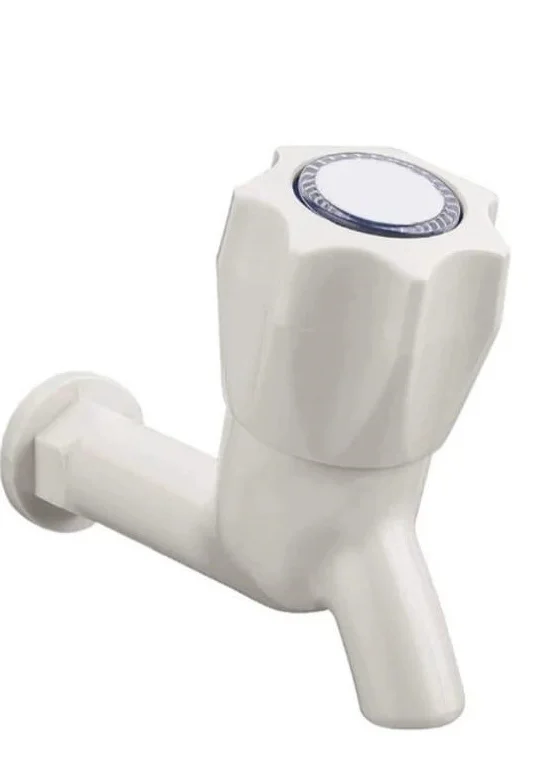 Plastic Bibcock Water Tap for Bathroom - Short Body Faucet Set of 1 | Plastic Water Tap for Bathroom, Kitchen & Wash Basins | Durable PVC Plastic Tap | Plastic Bibcock | Bathroom Plastic Tap image 1