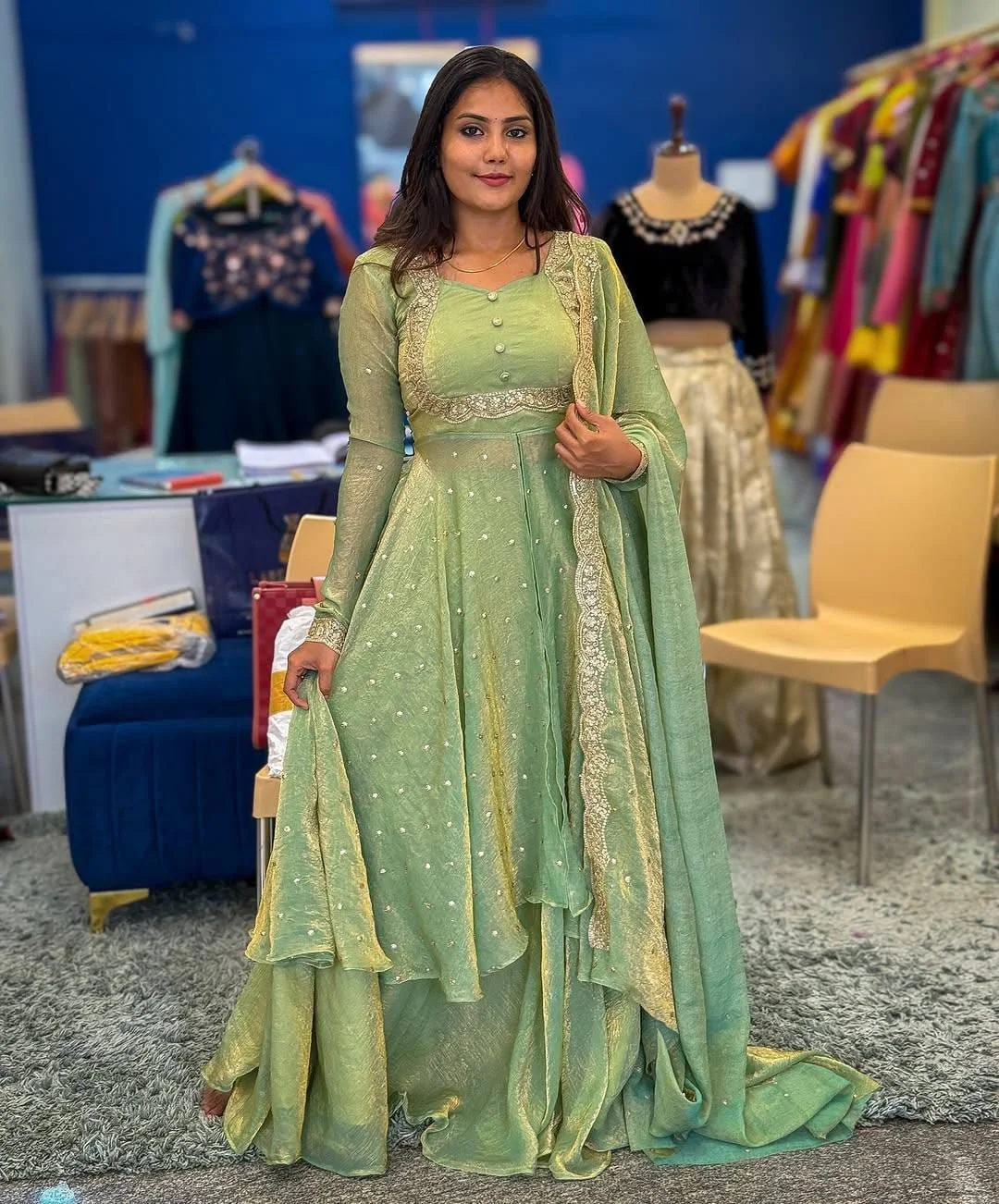 Premium Vichitra Silk Cape Top with Embroidered Skirt and Dupatta Set for Women Wedding Party Ethnic Wear Sweetheart Neckline Fully Lined Lehenga 40 Inch image 4