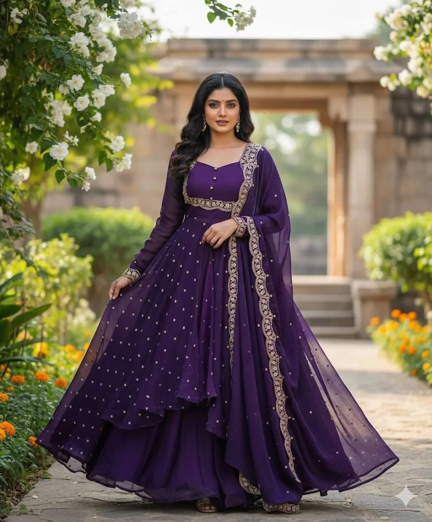 Premium Vichitra Silk Cape Top with Embroidered Skirt and Dupatta Set for Women Wedding Party Ethnic Wear Sweetheart Neckline Fully Lined Lehenga 40 Inch image 8