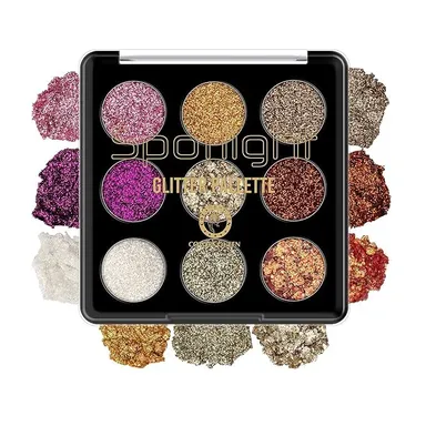Glitter Eyeshadow Palette 9 Shades | Highly Pigmented, Finely Pressed, Blendable Shimmery Eye Makeup for Party, Festival, Daily Glam thumbnail 1