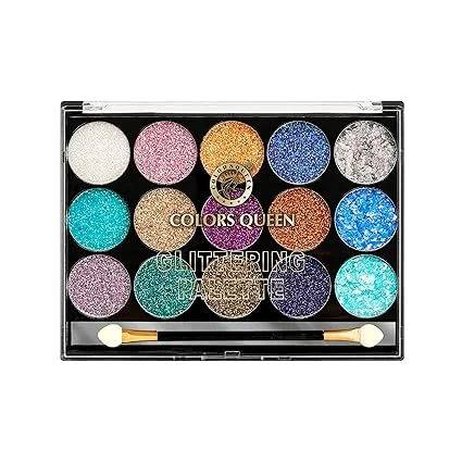 Multicolor Glittering Eyeshadow Palette | Long-Wearing, Highly Pigmented, Shimmer |Glitter Shades with Brush| No Fallout image 1