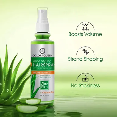 Aloe Styling Hair Spray 200ml | Natural Ingredients, Flexible Hold, Volumizing, Elasticity | All-Day Shine for Healthy Hair thumbnail 1