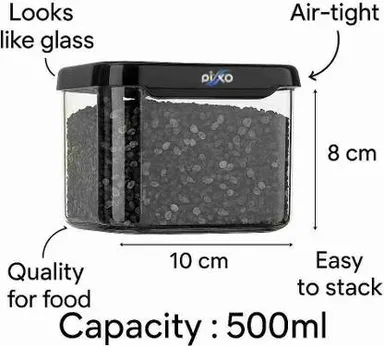 SARAZA 500 ml Plastic Grocery Container Airtight Food Storage Jar BPA-Free Kitchen Pantry Organizer Stackable Durable Food Keeper thumbnail 1
