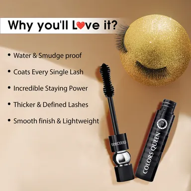 Colors Queen CQ Stack Waterproof Mascara 10 ml – Long-Lasting Volumising Black Lash Enhancer, Smudge-Proof, Smooth Application, Bold & Lifted Lashes thumbnail 1