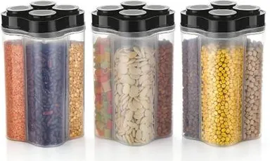 MAAKI 2500 ml Plastic Grocery Container Airtight Food Storage Jar BPA Free Kitchen Pantry Organizer Stackable Durable Large Capacity thumbnail 4