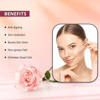 Rose Face Serum 30ml | Lightweight & Non-Greasy Niacinamide Serum for Anti-Ageing, Brightening, Hydration & Glowing Skin | Suitable for All Skin Types thumbnail 3