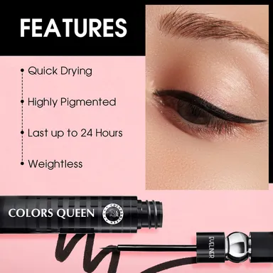 Colors Queen CQ Stack Eyeliner – Long-Lasting Intense Black Pigment, Smooth Glide, Easy Blend, Layered Eye Looks, Waterproof & Smudge-Proof thumbnail 2