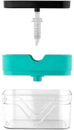 amgo 2-in-1 Soap Dispenser with Sponge Holder for Kitchen Sink 450 ml Liquid Gel Soap Dispenser Bathroom Kitchen Countertop Organizer image 3