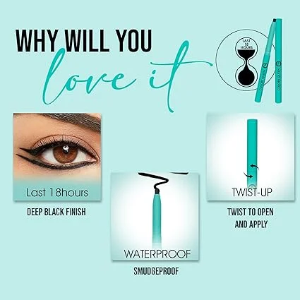 Colors Queen Extreme Dimention Kajal Black 0.6g – Waterproof Smudge-Proof Eye Kajal Pencil with 18 Hour Long Lasting Formula image 4