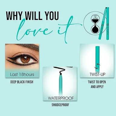 Colors Queen Extreme Dimention Kajal Black 0.6g – Waterproof Smudge-Proof Eye Kajal Pencil with 18 Hour Long Lasting Formula thumbnail 3