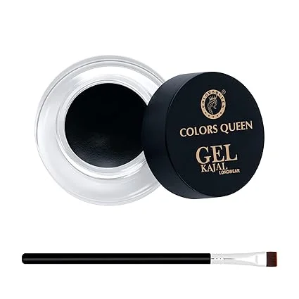 Colors Queen Longwear Gel Kajal Black | Waterproof| Smudge Proof|18-Hour Stay| Intense Matte|Quick Drying with Brush image 3