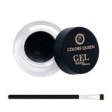 Colors Queen Longwear Gel Kajal Black | Waterproof| Smudge Proof|18-Hour Stay| Intense Matte|Quick Drying with Brush thumbnail 2