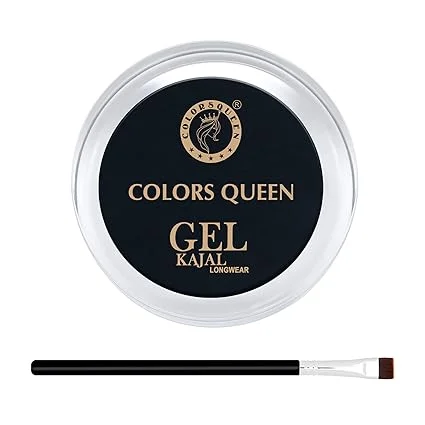 Colors Queen Longwear Gel Kajal Black | Waterproof| Smudge Proof|18-Hour Stay| Intense Matte|Quick Drying with Brush image 4